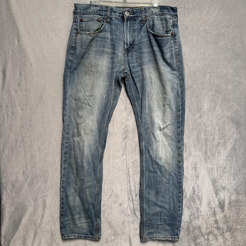 American Eagle Outfitters Jeans Mens 34x34 Blue Slim Straight‎ Distressed Denim